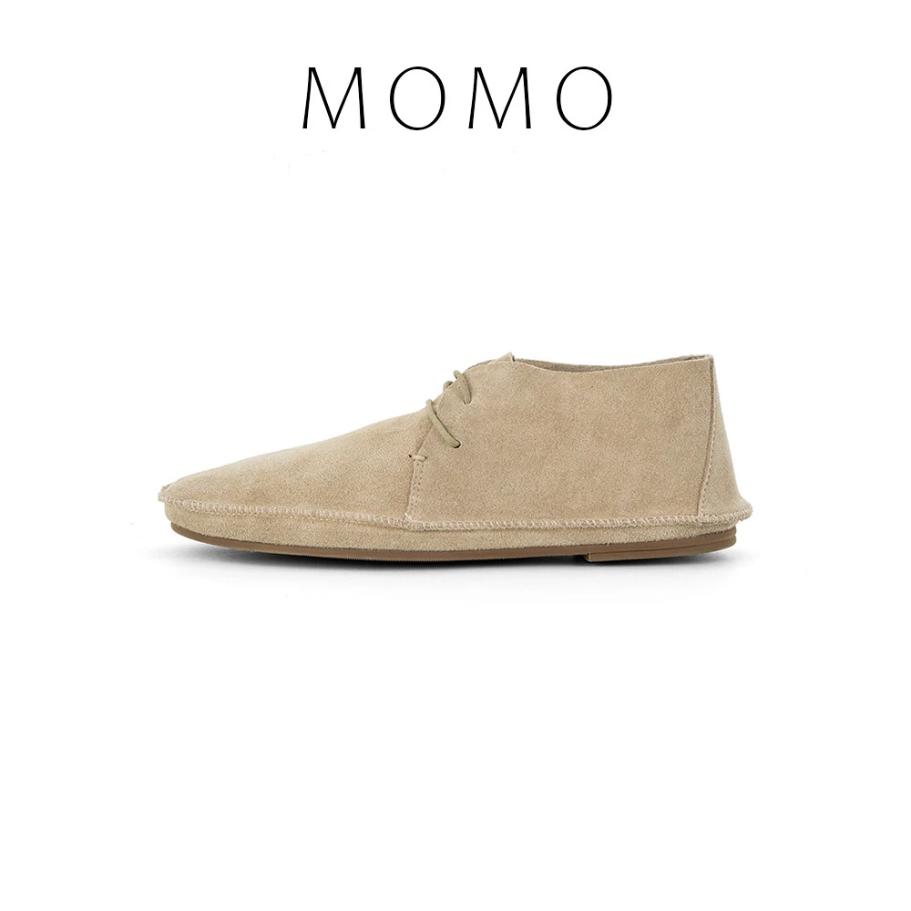 2025春款手工鞋真皮懒人鞋平底休闲高帮德比鞋单层马克线复古女鞋