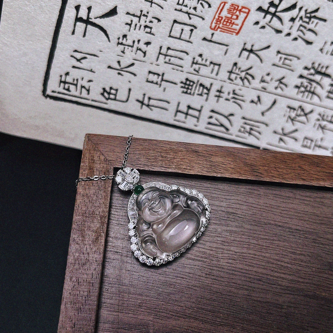 屿见珠宝·S925银天然水沫子大肚佛吊坠新中式（不配链）