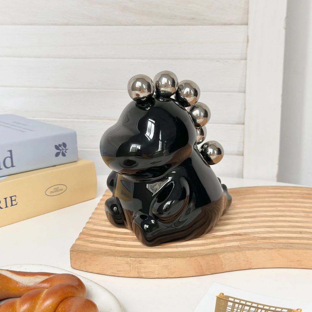 陶瓷创意设计304不锈钢水果叉套装家用奶龙陶瓷收纳罐果叉点心叉