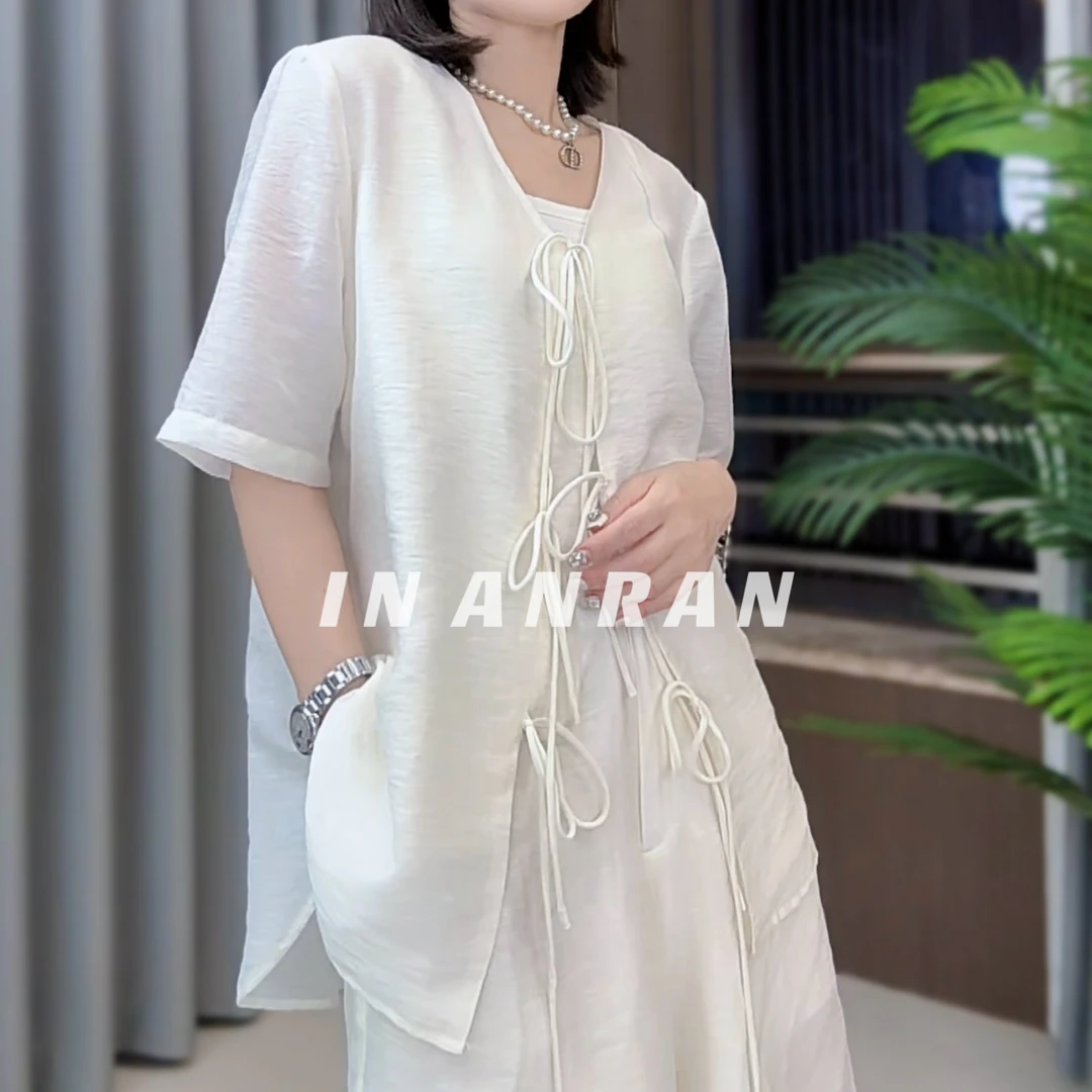 【安然】3137轻奢设计休闲百搭白色套装