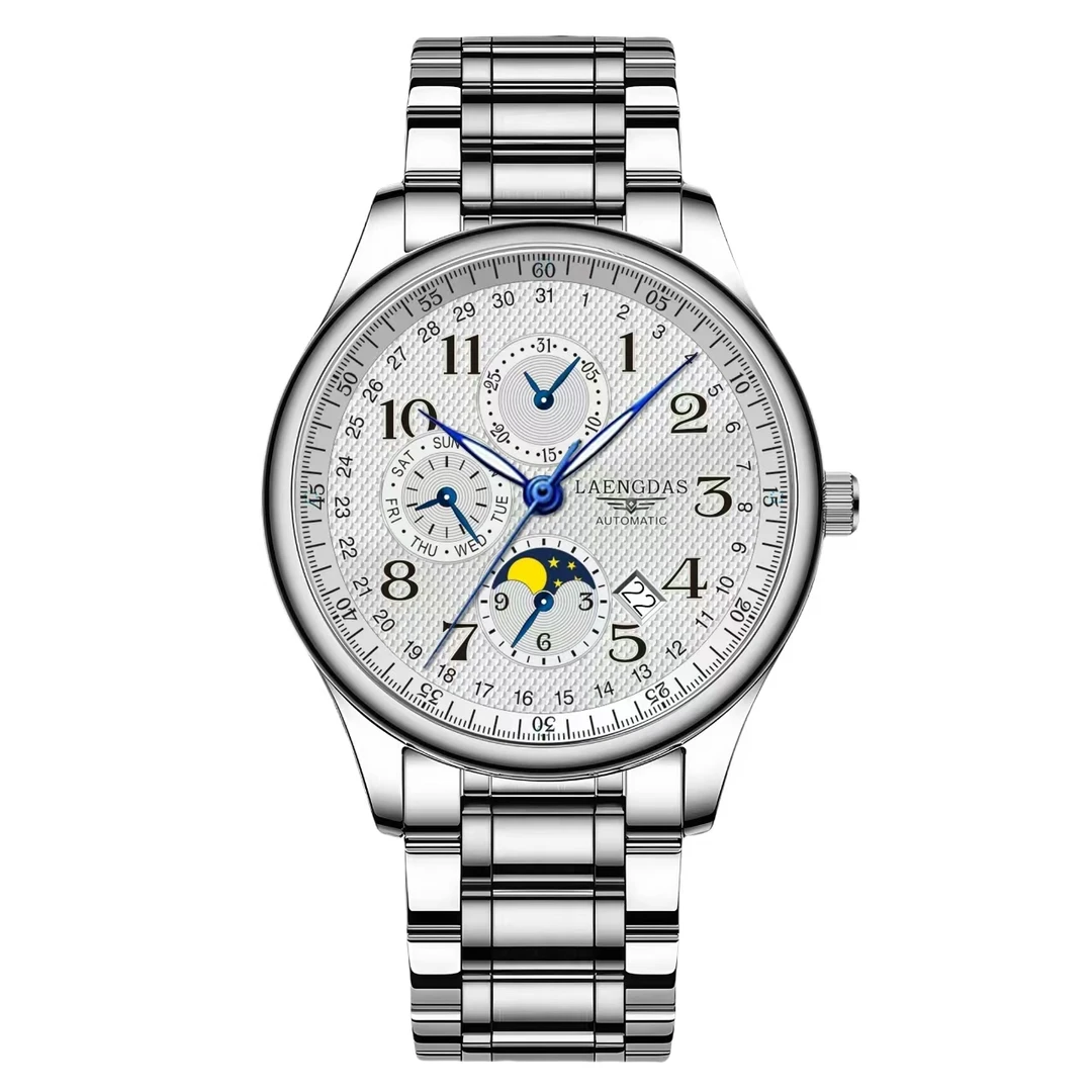 【正品直发】经典名将系列三眼多功能防水商务镂空时手表送黑皮带