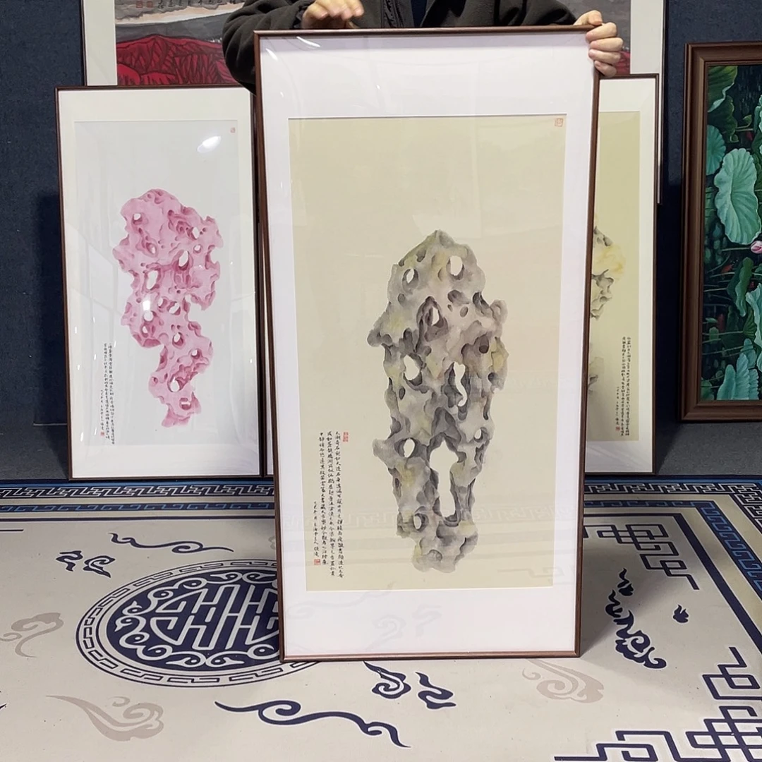 国画手绘画作品带框60/120