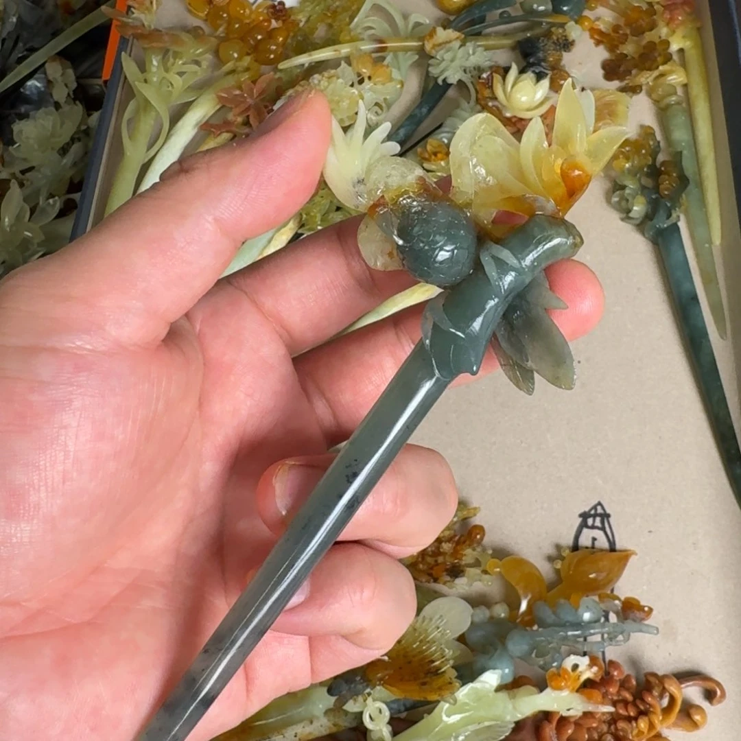 岫玉发饰未镶嵌明君玉簪就是好看