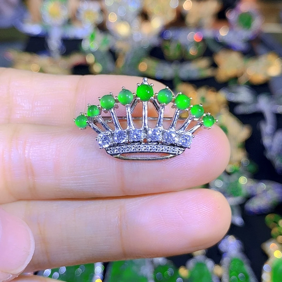 吊坠(不含链)银S925镶嵌翡翠