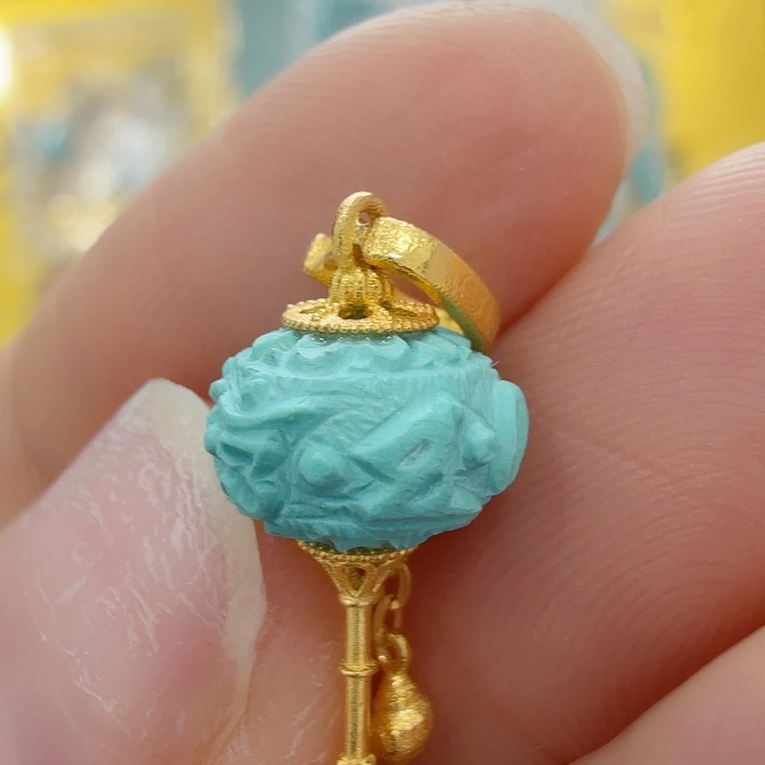 绿松石18K金镶嵌珠宝奇石