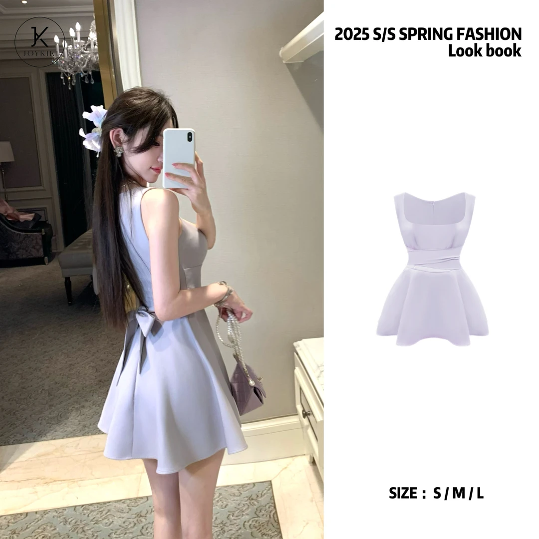 JOY KIKI金金【时光恋人】春季气质千金收腰气质法式连衣裙J25A283