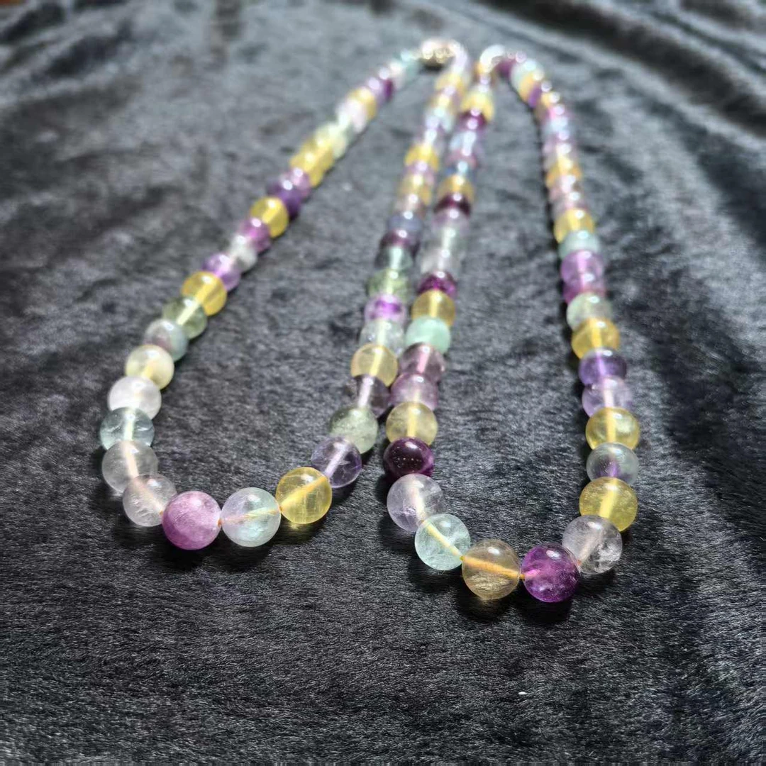 Q1-C3889【百百福珠宝】梦幻七彩萤石项链-多样性发货只发一件