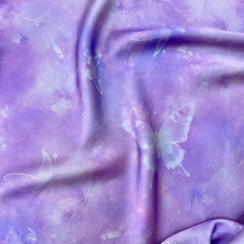 【紫迷蝶】国风香云纱皮子高端服装面料 ，大货裁开后不退换