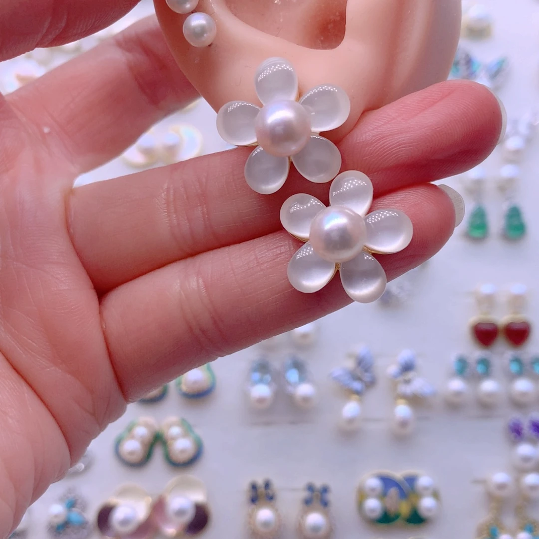 耳饰合金淡水珍珠