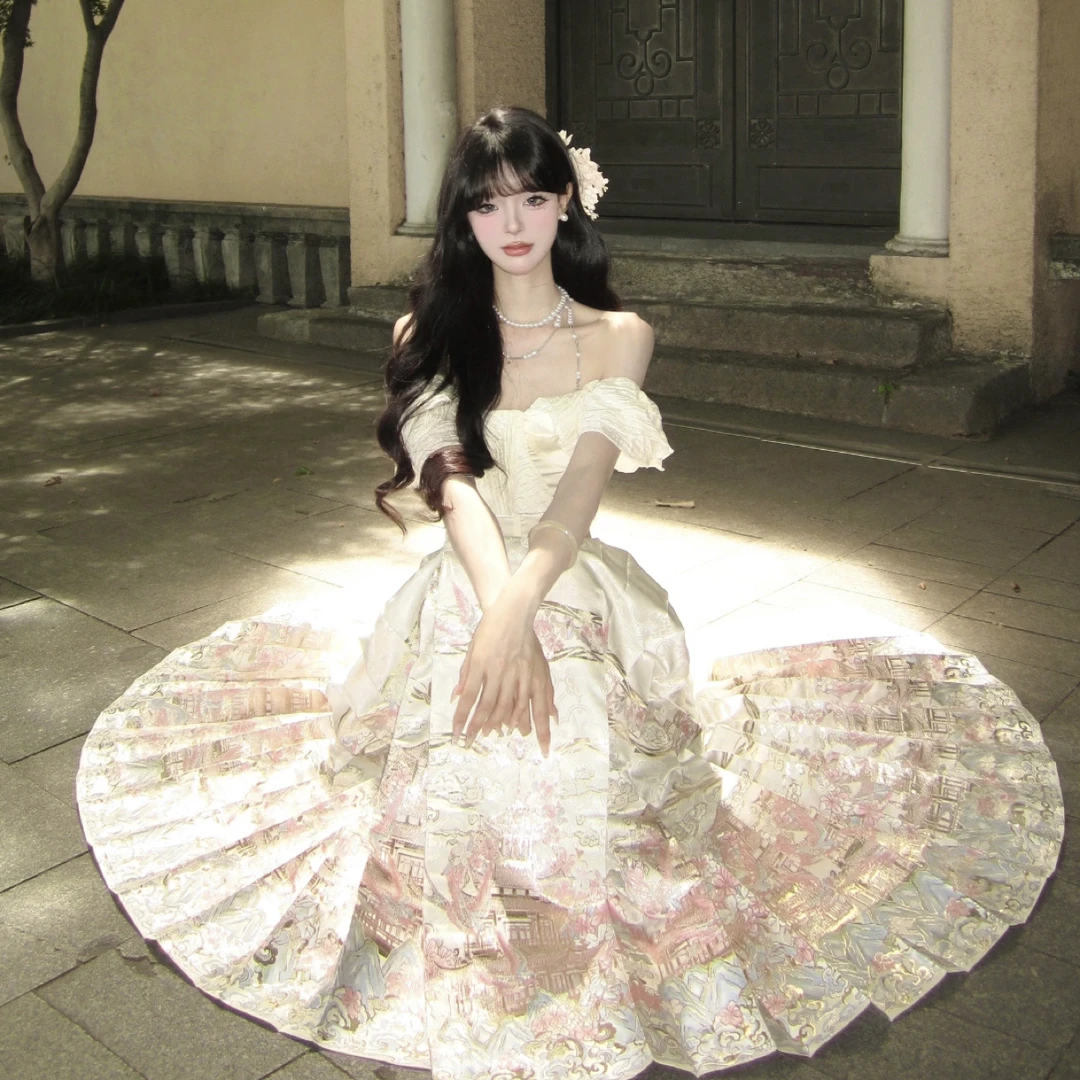 汉唐螺钿织金高质量马面裙仙气汉服重工齐腰古装古风交领中国风