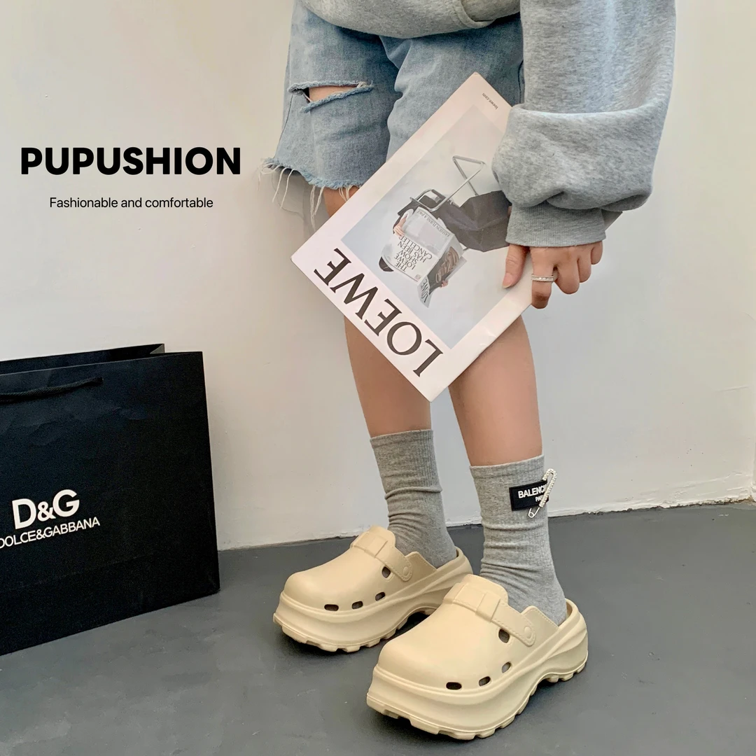 经典百搭~网红新款松糕底勃肯洞洞鞋女韩版夏季防滑厚底EVA勃肯鞋