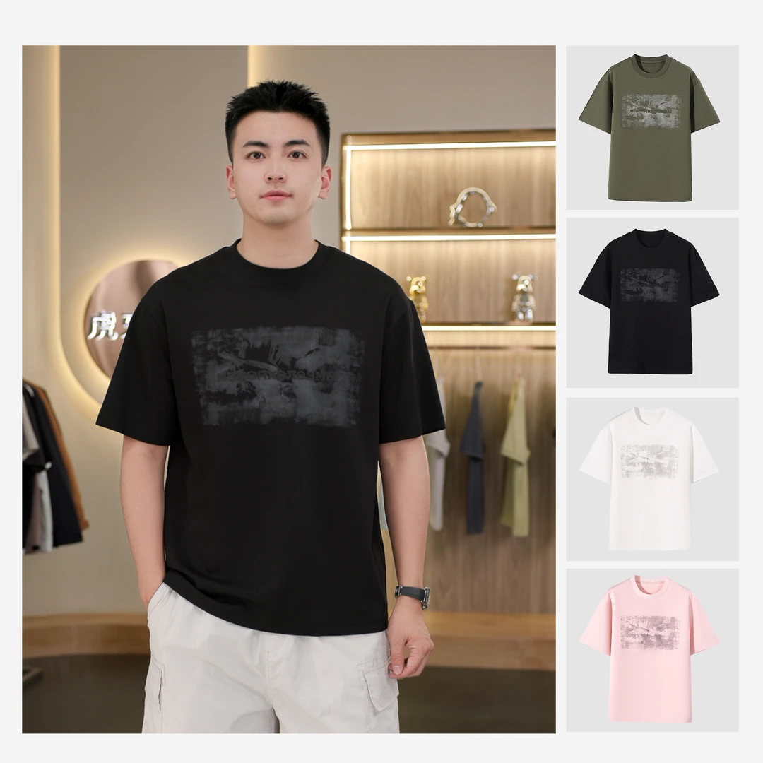 【虎牙兄弟】潮牌重磅做旧字母印花痞帅圆领短袖夏季高街上衣 X2263