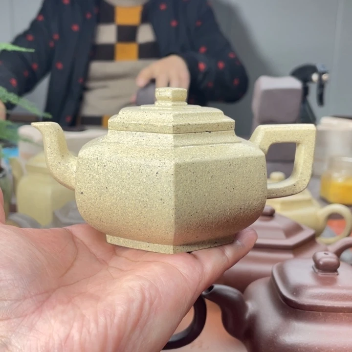 紫砂茶壶原矿无添加手磨料墨绿泥六方雪华