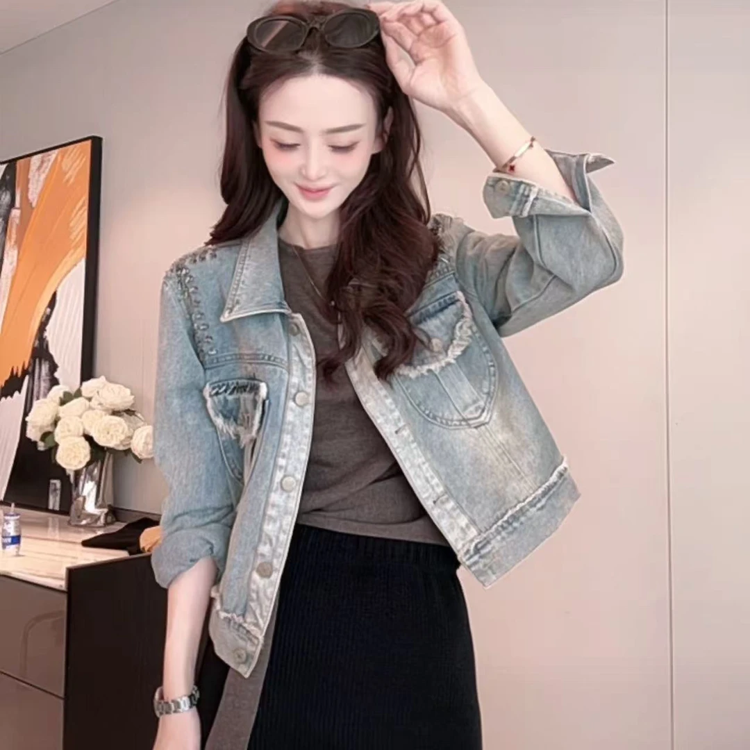 岑岑女装自制【订钻牛仔外套】高级品 气质牛仔衣