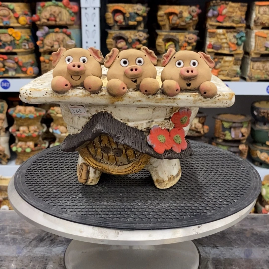 嘻哈粗陶手捏花盆