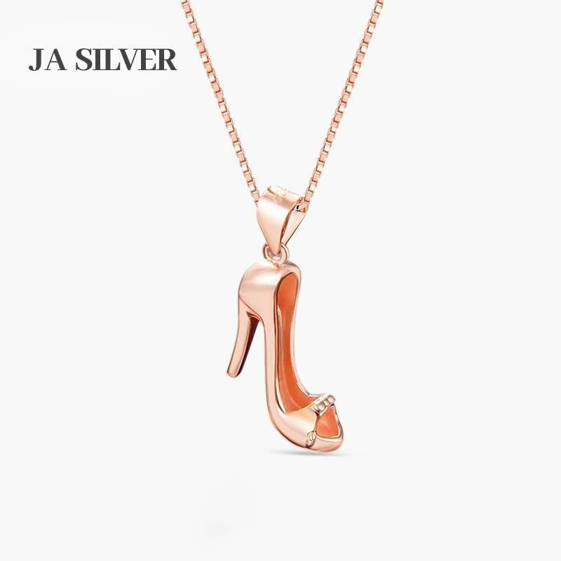坠链均925银 吊坠女坠ins银挂玫瑰金色OL坠纯银风欧美高跟鞋坠子