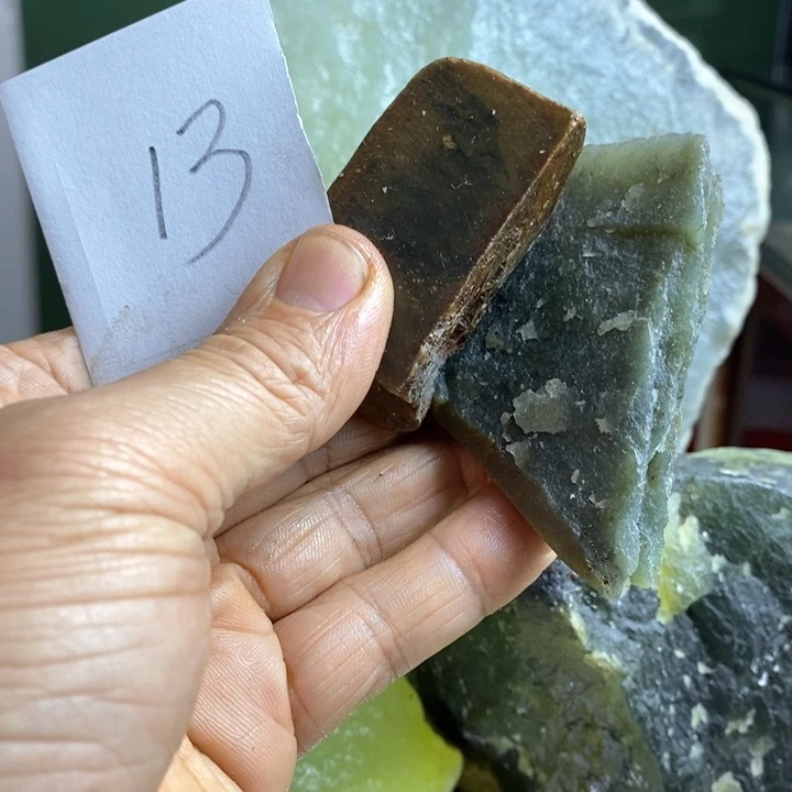 蛇纹石玉珠宝岫玉原石未镶嵌山*