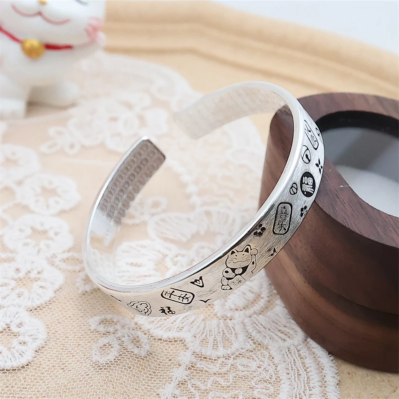 足银手镯 开口银吉言手镯（哈利严选）