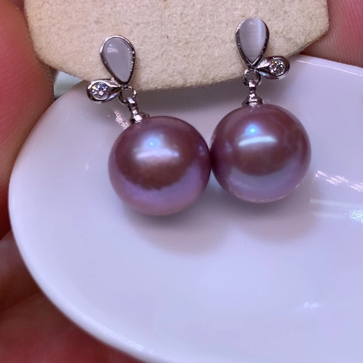 银S925镶嵌耳饰淡水珍珠
