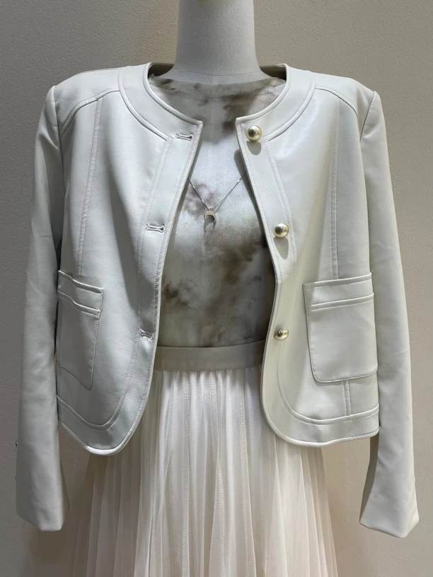 FONMEY梵迷 小香款皮衣外套