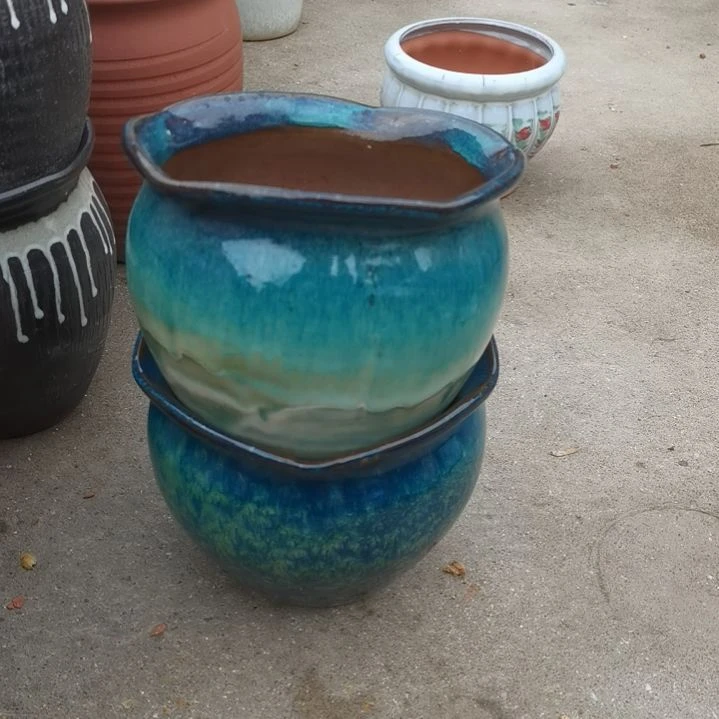 红陶口20高17两个盆