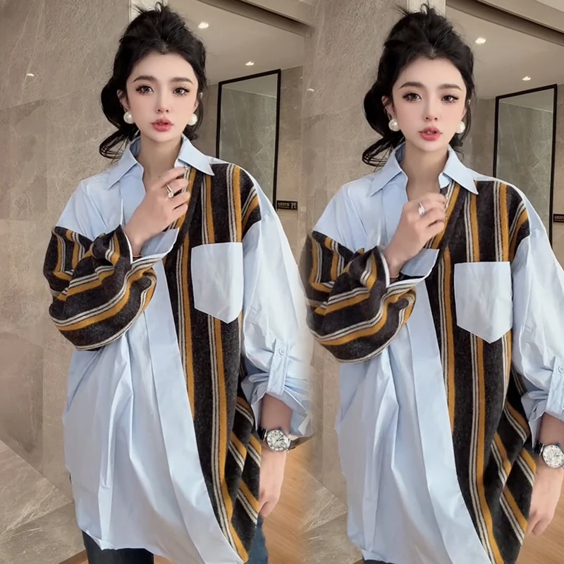 2025秋冬新款时尚显瘦气质网红高档洋气女高级百搭宽松大码衬衫潮