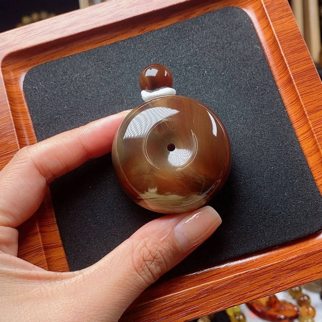 1***宝琥珀未镶嵌颈饰咖啡蜜蜡平安扣