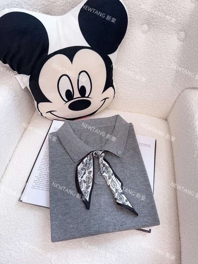 【丝巾翻领】242气质翻领polo时尚丝巾夏季短袖