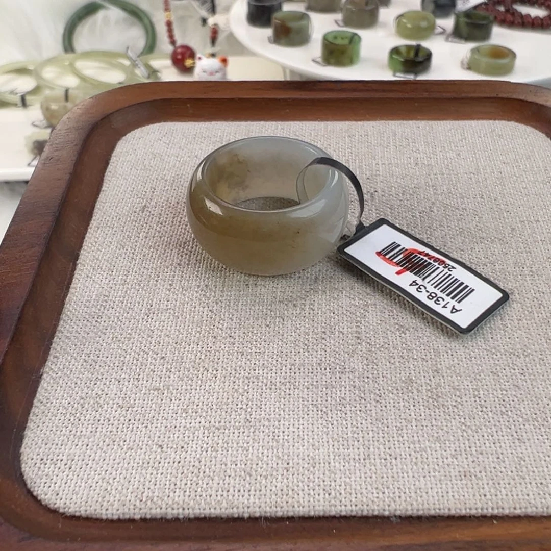 和田玉未镶嵌戒指w58一口糖蓝灰底18.2不退换