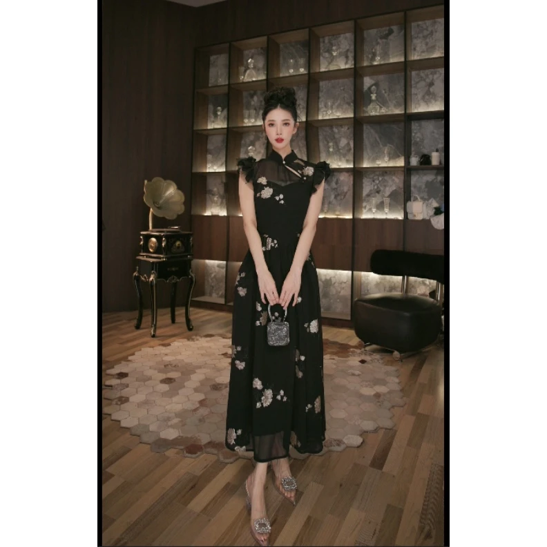 六爻定制 法式赫本风名媛显瘦优雅时尚连衣裙 21739