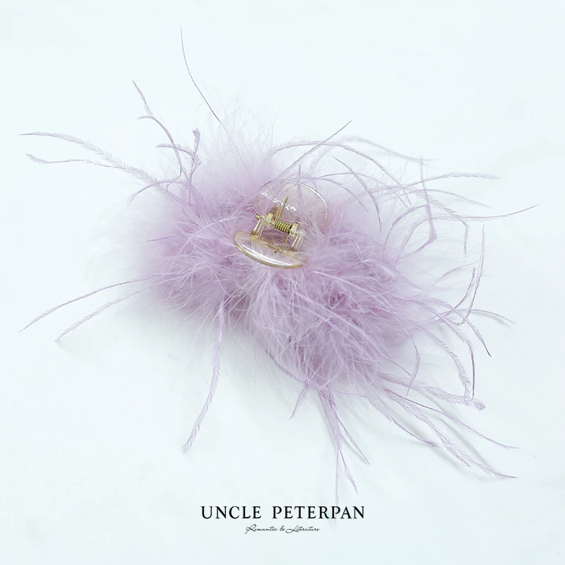 气质简约高级感鲨鱼夹鸵鸟毛抓夹发夹