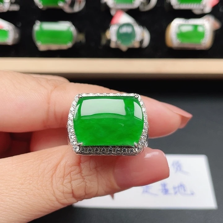 翡翠银S925镶嵌戒指编号3686没运费险
