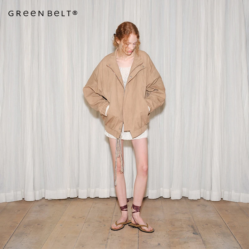 GREEN BELT城市旷野25春可立领工装夹克女利落率性外套