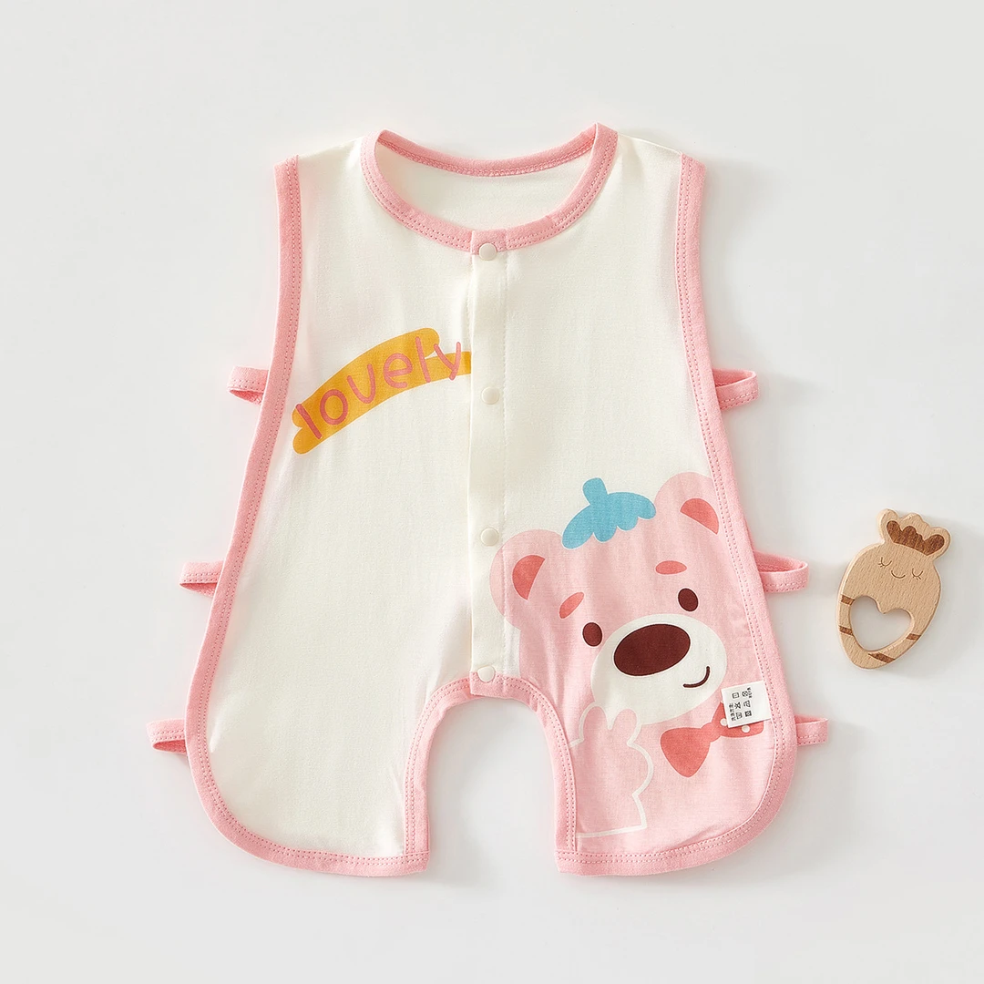 婴儿琵琶衣薄款纯棉夏季新生儿连体衣服夏天宝宝无袖背心哈衣爬服