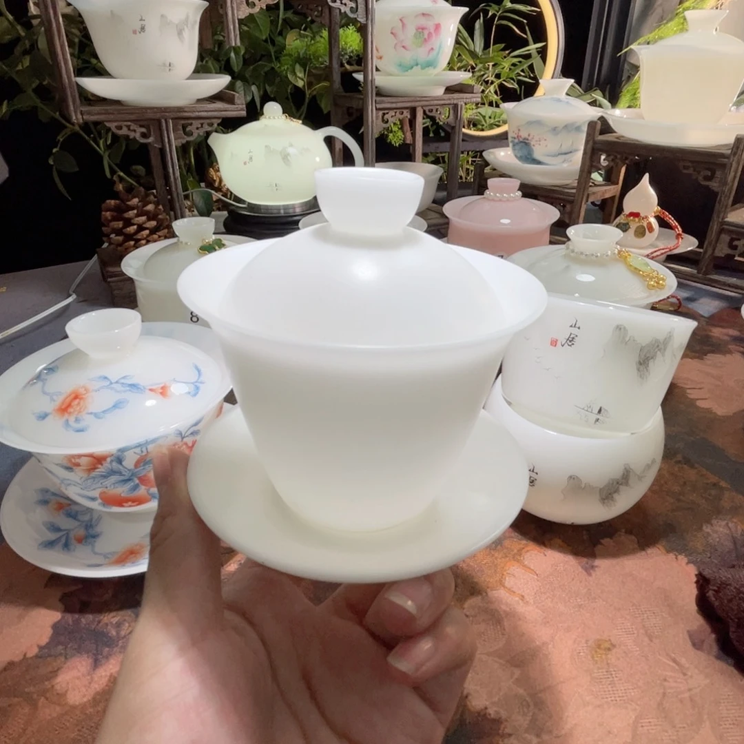 冰玉素烧美人盖碗150ml
