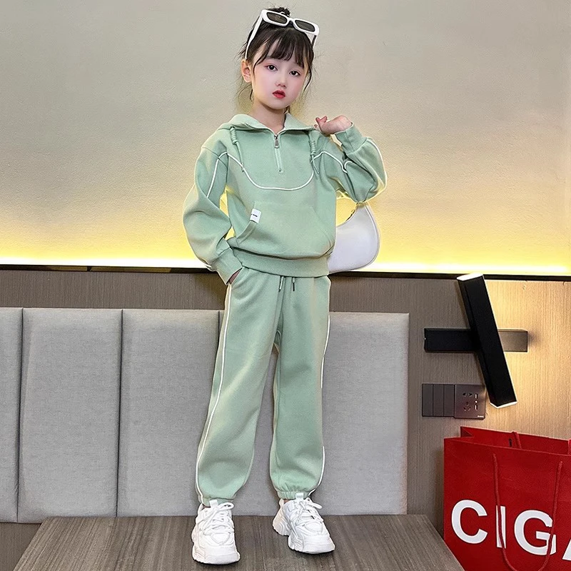 网红儿童洋气时髦中大童春秋宽松运动两件套2025新款女童秋装套装