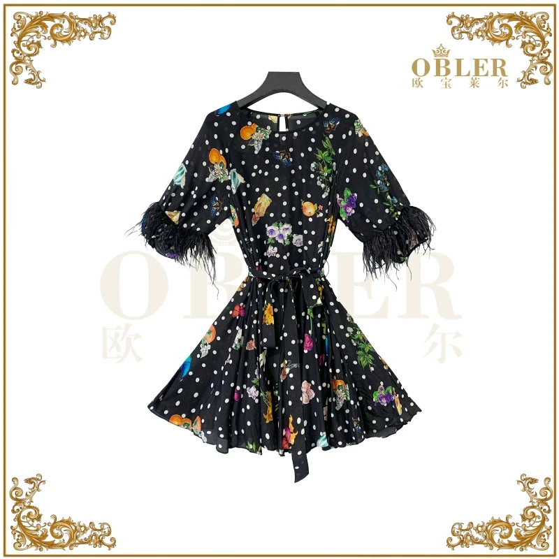 【 欧宝莱尔】OBLE新款真丝连衣裙114-23887