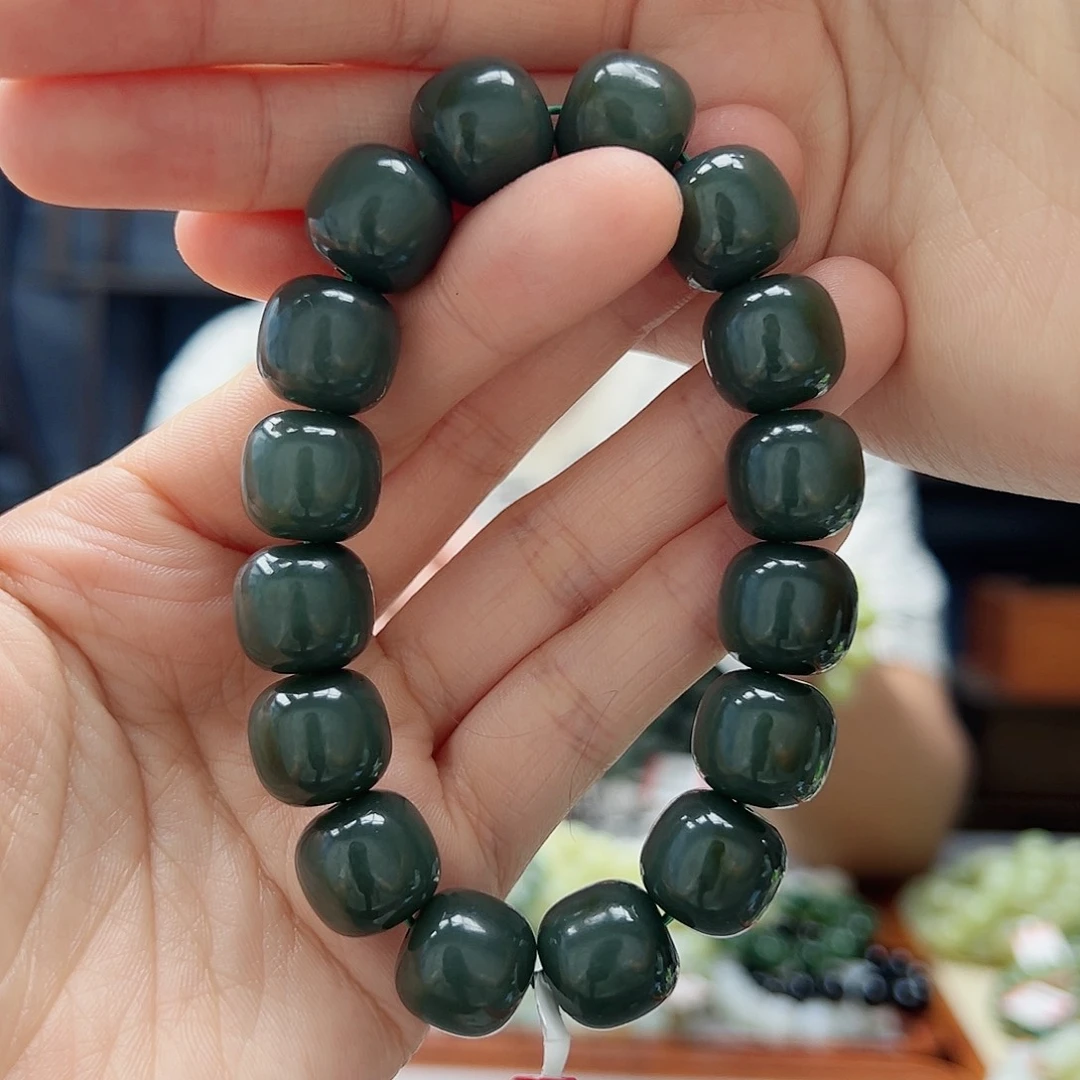 手链未镶嵌和田玉14且末冰瓷蓝