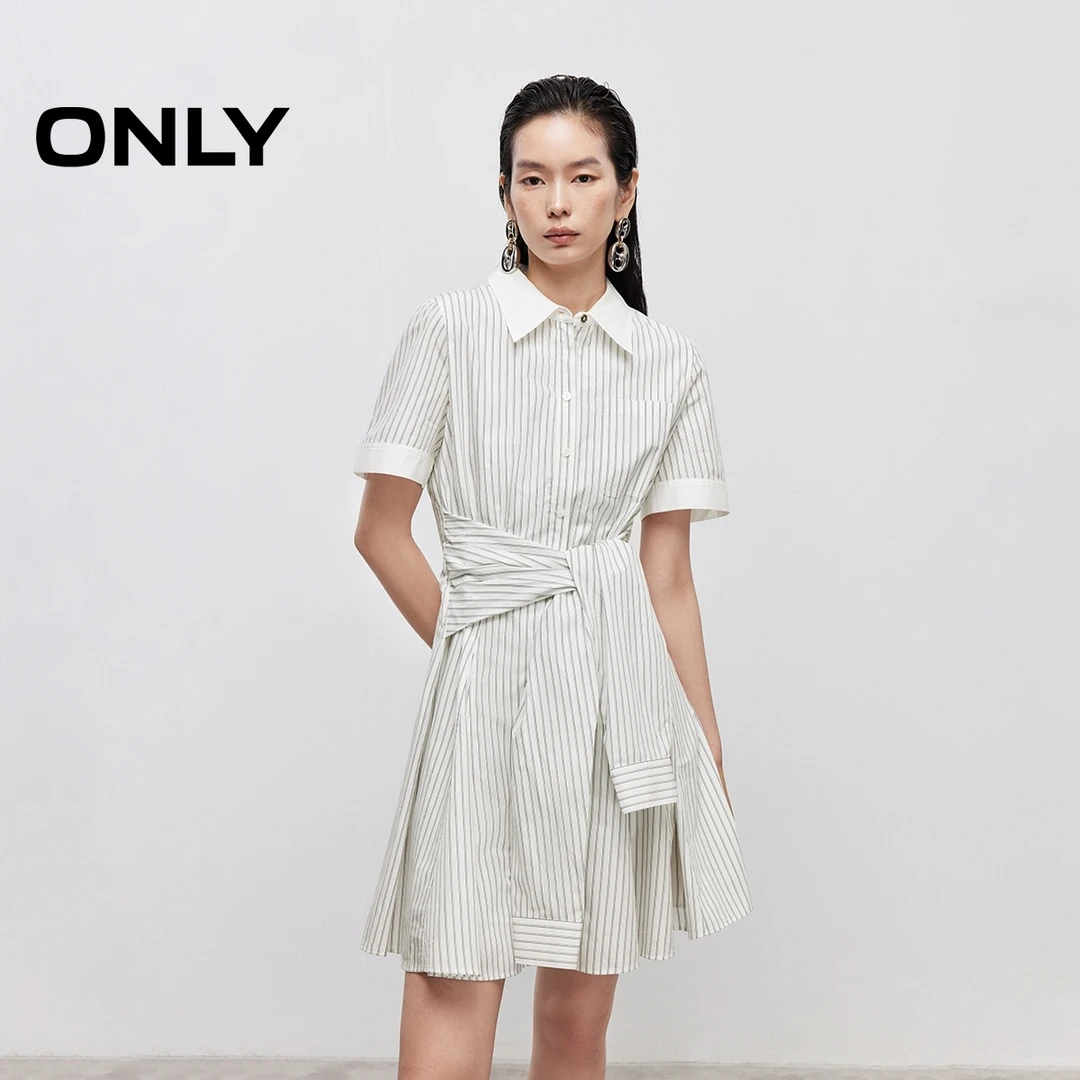 ONLY2025夏季新款短袖显瘦A字短裙翻领衬衫裙连衣裙女|125307027