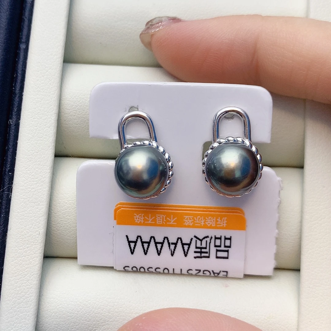海水珍珠耳饰银S925镶嵌w49