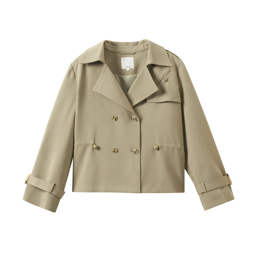 【商场同款】茵曼春秋女短外套休闲上衣短款新款显瘦长袖翻领通勤