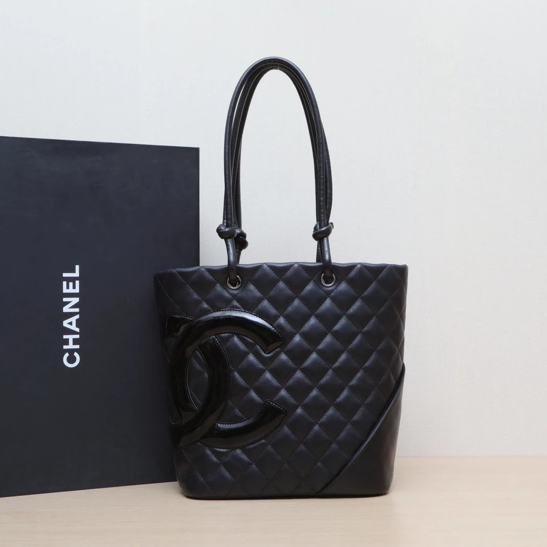 95新 Chanel/香奈儿 【双双】中古 康鹏菜篮子 黑色皮革C 14开