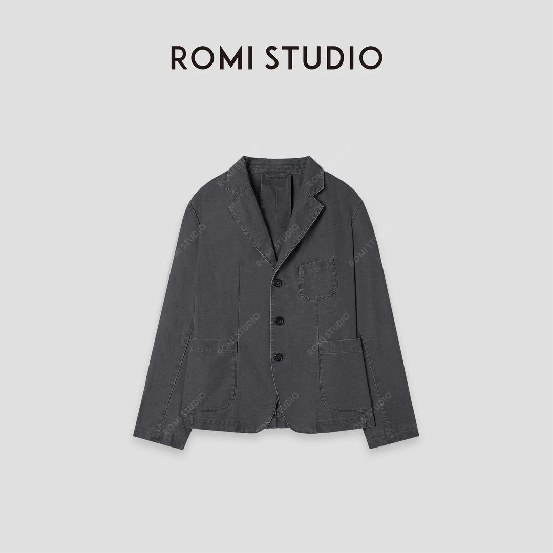 ROMI STUDIO “自我轮廓” 棉洗水做旧肌理感西装外套 441WG019