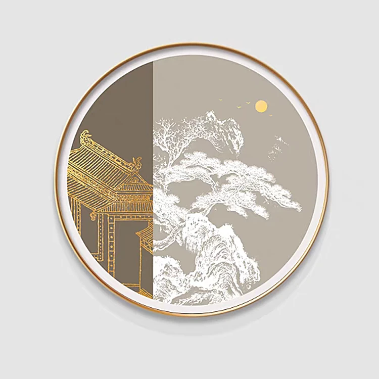 新中式简约圆形立体肌理装饰画现代简约国风抽象客厅餐厅卧室挂画