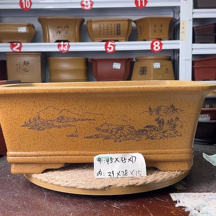 紫砂花盆蛇年大吉