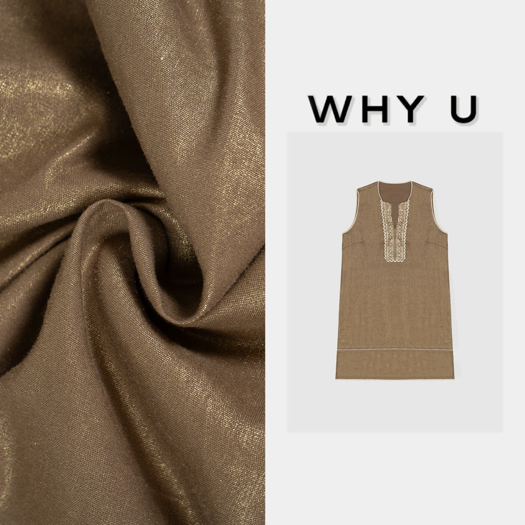 WHYU夏季新款极简风印花领砍袖连衣裙【荣娴】25SS