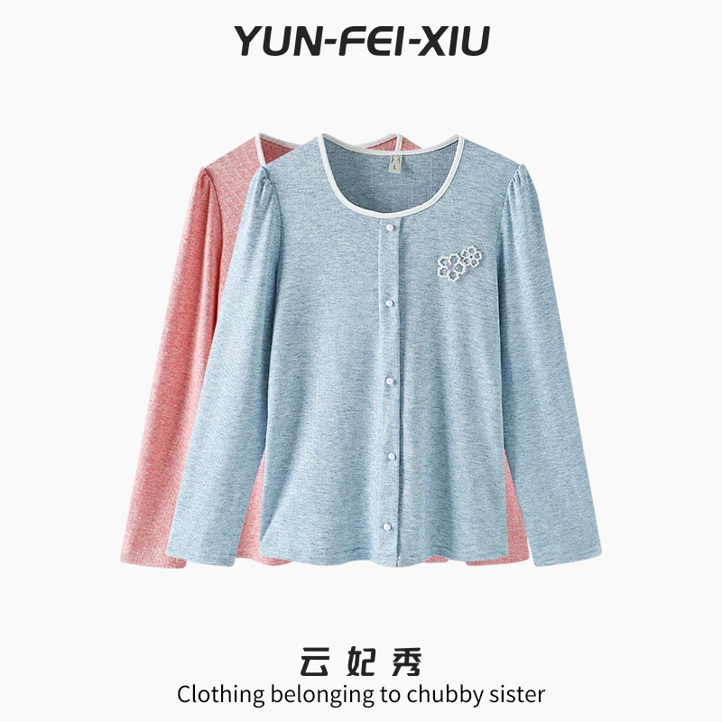 云妃秀大码女装针织衫时尚休闲宽松显瘦洋气减龄百搭上衣春季2217