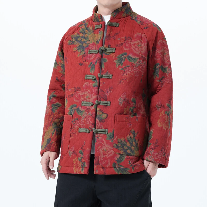 中国风男装冬季加厚保暖棉衣外套新中式唐装棉服中老年立领棉袄子