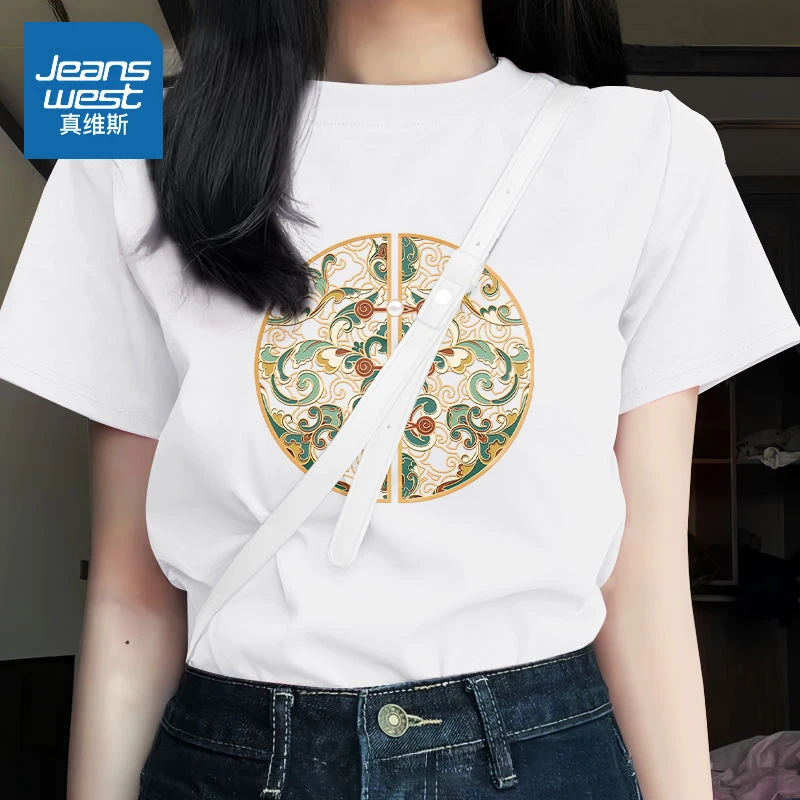真维斯新中式纯棉短袖t恤女2025新款夏季国风体恤上衣小众女装