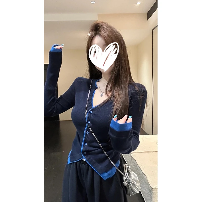 【HuiHui】简约风常规款纯欲开衫针织秋季（L0189）